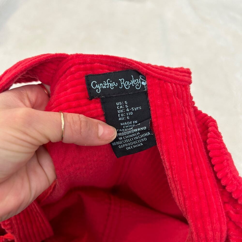 VTG Cynthia Rowley Girls Red Corduroy Dress Sz 5yrs Cotton Tomato Farm Cottage - Picture 5 of 6